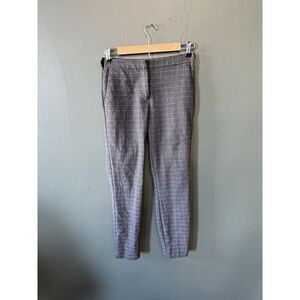 Zara Womens Gray Plaid Ankle Tapered Straight Leg Work Pant Size XS